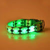 LED Dog Collar, Green Plaid, Size L, USB Rechargeable, Medium Dogs