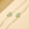 Mask Anti-Lost Beads Hanging Chain Fashion Crystal Beads Small Flower Glasses Chain(Blue Flowers)