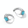 S925 Sterling Silver Square Turquoise Ear Buckle Women Earrings