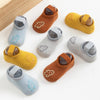 Baby Socks Cartoon Print Glue Strap Baby Anti-Slip Floor Socks Size: S 0-1 Years Old(Brown)