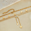 OPK GX2436 Stainless Steel Tassel Pentagram Pendant Stacking Necklace(Gold)