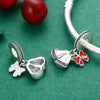 S925 Sterling Silver Pendant Christmas Wind Chimes with Bow Cute Bells Beads DIY Bracelet Necklace Accessories
