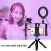 PULUZ 4 in 1 Vlogging Live Broadcast Smartphone Video Rig + 4.7 inch 12cm RGBW Ring LED Selfie Light + Microphone + Pocket Tripod Mount Kits with Cold Shoe Tripod Head(Blue)