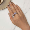 BSR452-E Sterling Silver S925 White Gold Plated Zircon Pansy Ring