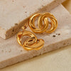 OPK GE910 1pair Simple Geometric Looped Temperament Stud Earrings Vintage Stainless Steel Earrings