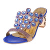 Fashion Thick Heel Rhinestone Fish Mouth Slippers, Size:35(Navy Blue)