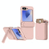 For Samsung Galaxy Z Flip5 5G Spring Rubber Chain Card Slot PC Folding Phone Case with Stand(Pink)