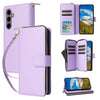 For Samsung Galaxy S24+ 5G Nine-card Slots Zipper Wallet Bag Leather Phone Case(Purple)