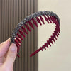 Acrylic Hair Accessories Flocking Cloth Rhinestone Wave Non-Slip Headband With Comb Teeth(Red)
