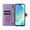 For Samsung Galaxy A26 5G Global Tree & Cat Embossed Pattern Flip Leather Phone Case(Light Purple)