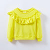Spring and Autumn Girls Cotton Long-sleeved Ruffled Sweatshirt, Height:92cm(Champagne Yellow)