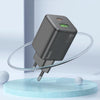 hoco N41 Almighty PD20W Type-C + QC3.0 USB Charger with Type-C to 8 Pin Cable, EU Plug(Black)