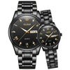 1pair OLEVS 5563 Couple Luminous Waterproof Quartz Watch(Black)