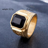 Retro Square Gemstone Carved Dragon Totem Signet Titanium Steel Ring for Men, US Size: 11, Diameter: 20.7mm, Perimeter: 65mm(Black)