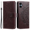For Samsung Galaxy A06 5G / 4G Totem Flower Embossed Leather Phone Case with Lanyard(Brown)