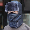 Leather Lei Feng Hat Winter Warm Ear Protection Cotton Cap, Style: Without Lens Navy