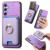 For Samsung Galaxy A34 5G Retro Cross Leather Ring Vertical Insert Card Bag MagSafe Phone Case(Purple)