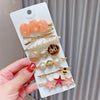 7PCS/Set Orange Shell Alloy Colorful Hairpin Headgear Pearl Rhinestone Clip Set
