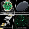 OLEVS 2870 Men Multifunctional Chronograph Three Eyes Waterproof Quartz Watch(Green + Gold)
