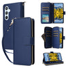 For Samsung Galaxy A54 Nine-card Slots Zipper Wallet Bag Leather Phone Case(Blue)