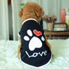 Dog Love Heart Vest, Black XXL (6-8kg) - Cotton