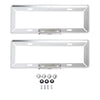 2 PCS Car License Plate Frames Car Styling License Plate Frame Magnesium Alloy Universal License Plate Holder Car Accessories(Silver)