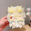 Sweet Coloured Bow Hair Clip Set Mesh Duckbill Clip Headpiece(Yellow)