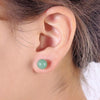 1 Pairs DIY Simple Round Natural Agate Stone Women All-match Stud Earrings(Green Jade)