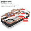 For iPhone 13 Full Coverage Lens Film MagSafe Holder Transparent Phone Case(Black)