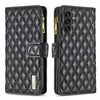 For Samsung Galaxy A56 5G Diamond Lattice Zipper Wallet Leather Flip Phone Case(Black)