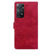 For Redmi Note 11 Pro 5G Lace Floral Embossed Magnetic Buckle PU Phone Case With Wrist Strap(Red)