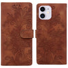 For iPhone 11 Lace Floral Embossed Magnetic Buckle Leather Phone Case(Brown)