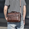 WEIXIER Men Shoulder Bag Retro Leather Laptop Business Casual Bag(Horizontal Dark Brown)