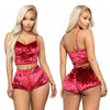 Ladies Sexy Velvet Crop Tops Pants Set Underwear Pajamas, Size: S(Red)