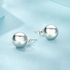 S925 Sterling Silver Platinum Plated Spherical Women Earrings, Size: M