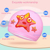 Children Waterproof Hair Care PU Coated Cartoon Pattern Swimming Cap(Pink Shark)