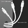 Yesido CA41 3.5A USB to 8 Pin + Micro USB + USB-C / Type-C Charging Cable, Length: 1m(White)