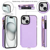 For iPhone 15 Double Flap Zipper RFID Leather Phone Case with Short Lanyard(Light Purple)
