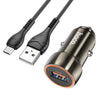 hoco Z46 Blue Shield Single Port QC3.0 Car Charger Set with Micro USB Cable(Metal Grey)