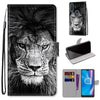 For Alcatel 1SE (2020) Coloured Drawing Cross Texture Horizontal Flip PU Leather Case with Holder & Card Slots & Wallet & Lanyard(Black White Lion Head)