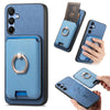 For Samsung Galaxy A16 Retro Cross Leather Ring Vertical Insert Card Bag MagSafe Phone Case(Blue)