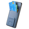 For Samsung Galaxy S25+ 5G Carbon Fiber Card Bag Fold Stand Phone Case(Blue)