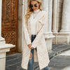Female Windbreaker Jacket Striped Hooded Plaid Knit Cardigan, Size: M(Beige)