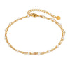 OPK GZ205 Personalized Stainless Steel Temperament Double Layer Stacked Pearl Anklets(Gold)