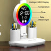 4 Heads Horizontal LED Eye-Care Table Lamp Children Study Desktop Reading Light With Pen Holder, Style: Clock Plug Power