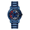 SANDA P1057 Men Skeleton Quartz Steel Strap Personalized Watch(Blue)