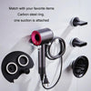 Wall Mounted Hair Dryer Holder Hole-Free Bathroom Space Aluminum Multifunctional Shelf, Style: Small With 2 Loops Black