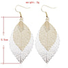 Double-layered Leaves Tassel Earrings Simple Retro Metal Leaf-ears Ornaments(Gold Silver)