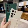 For Samsung Galaxy S24 Ultra 5G Liquid TPU Card Bag Four Corner Shockproof Phone Case(Brown)