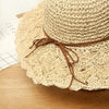 Literary Style Foldable Bow Straw Hat Sunhat(Beige)